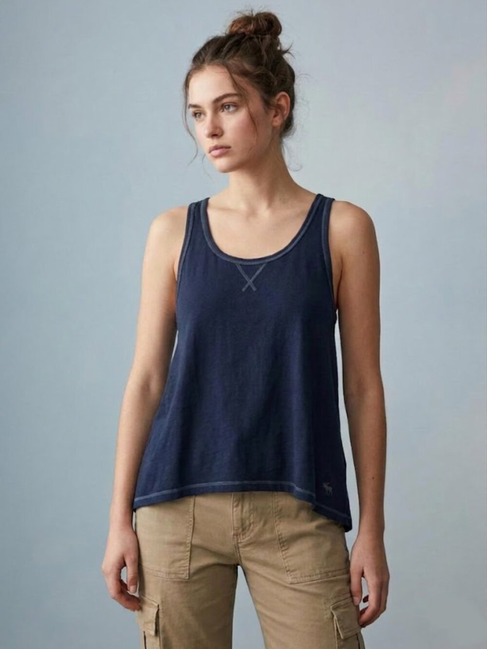 Abercrombie & Fitch Eve Moose Logo Tank Top Navy